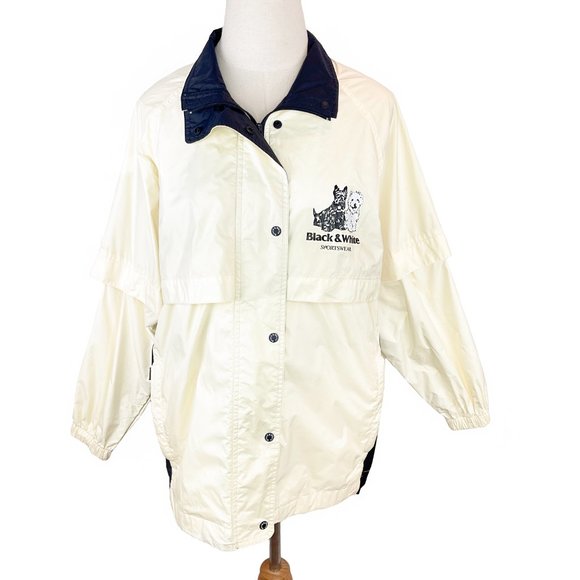SOLD: Vintage Japan Black & White Sportswear Scottie + Westie Dog Jacket - Picture 1 of 12